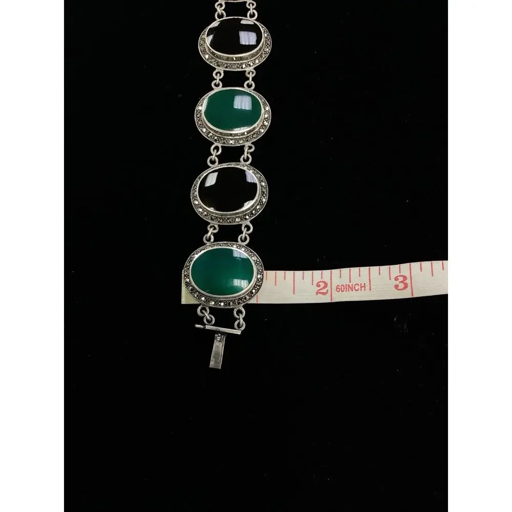Black & Green Onyx Sterling Silver Bracelet